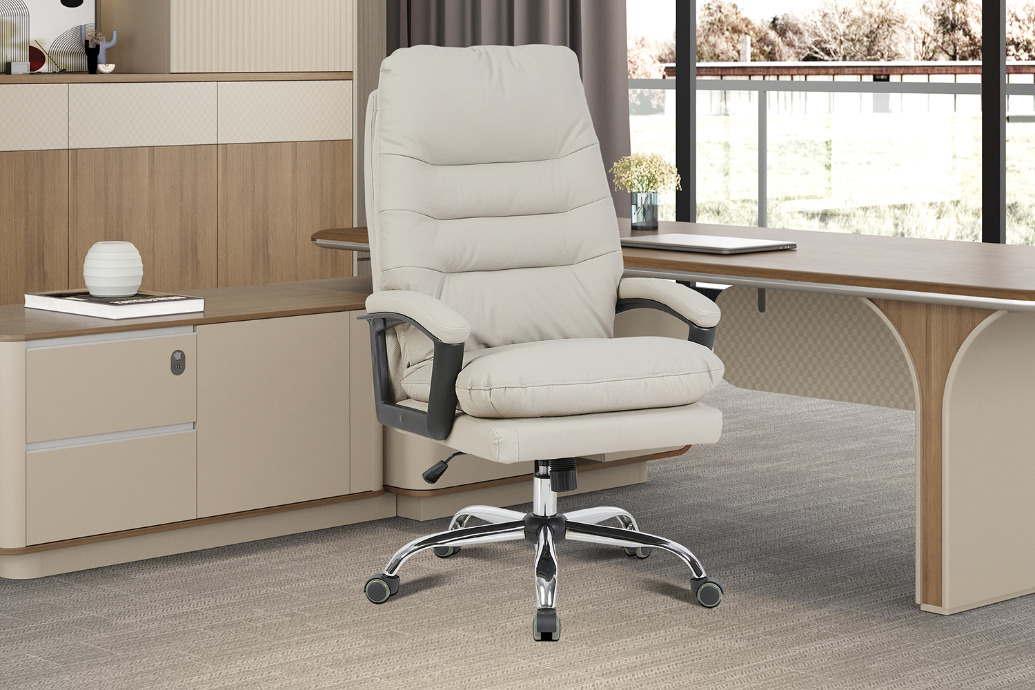 NEW - Bureaustoel 'Daniel' Beige PU