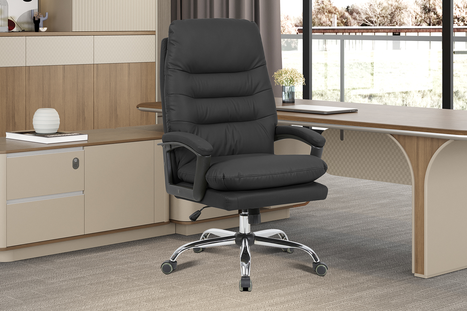 NEW - Bureaustoel 'Daniel' Zwart PU