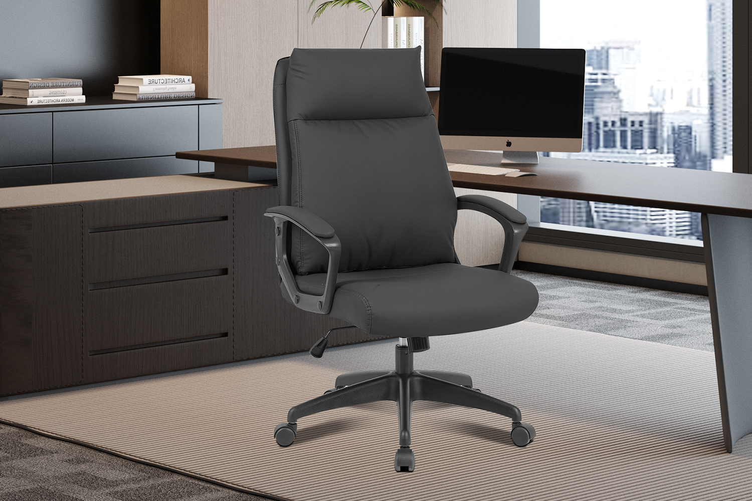 NEW - Bureaustoel 'Samuel' PU nylon Zwart