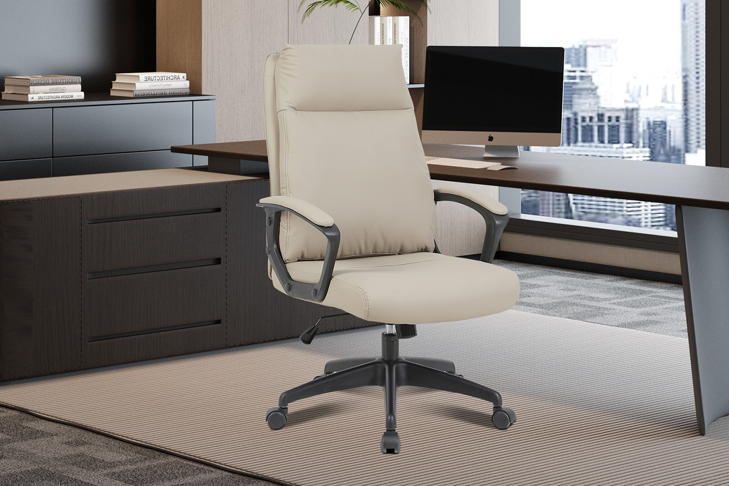 NEW - Bureaustoel 'Samuel' PU nylon Beige